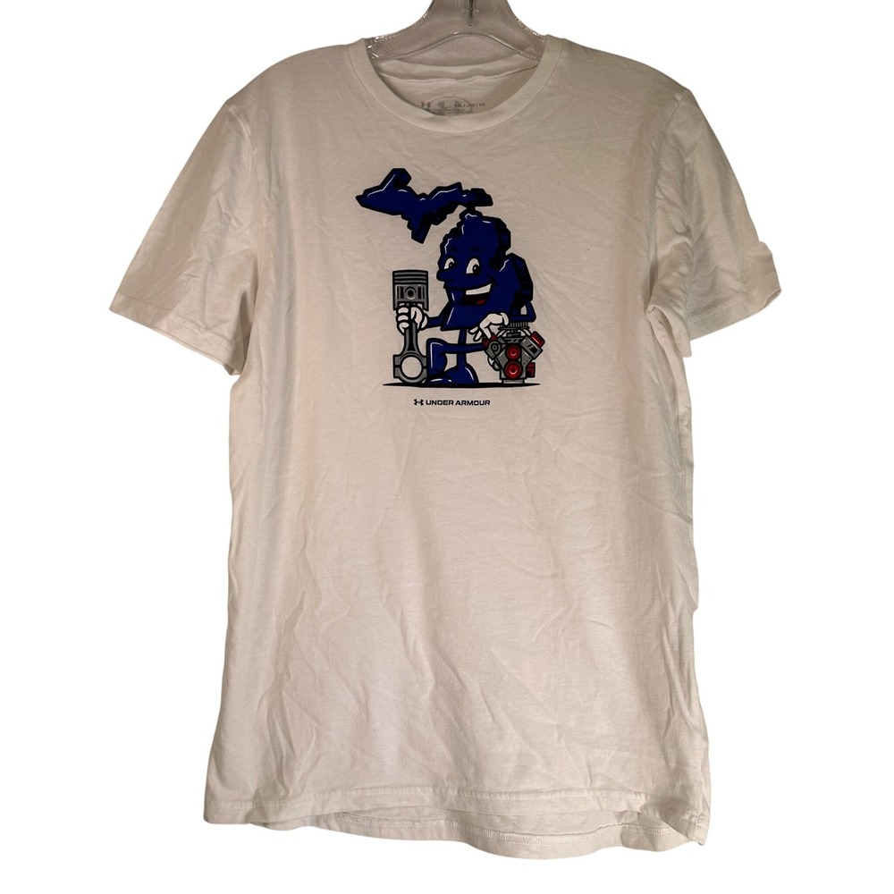 Under Armour Michigan Engine Piston Graphic Tee White Youth XL YXL